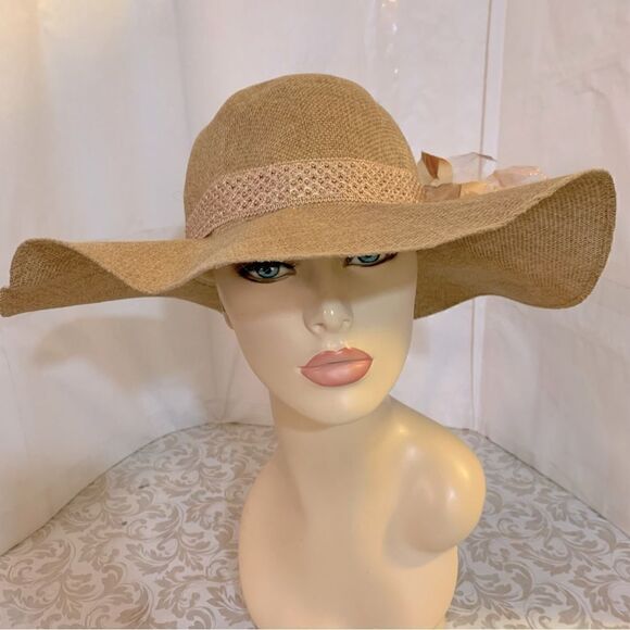 Lake Shore Drive Straw Hat w/ Decoration Adjustable Brim OSFA NWOT Gorgeous - Picture 7 of 9
